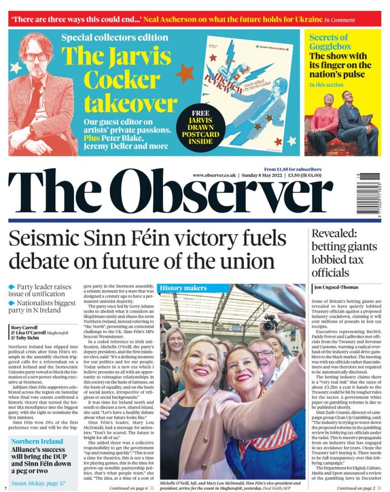 Observer Front Page 8th Of May 2022 - Tomorrow's Papers Today!