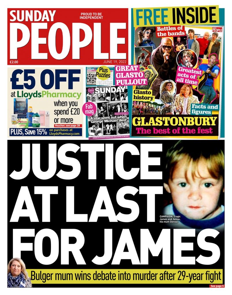 Sunday People Front Page 19th of June 2022 - Tomorrow's Papers Today!