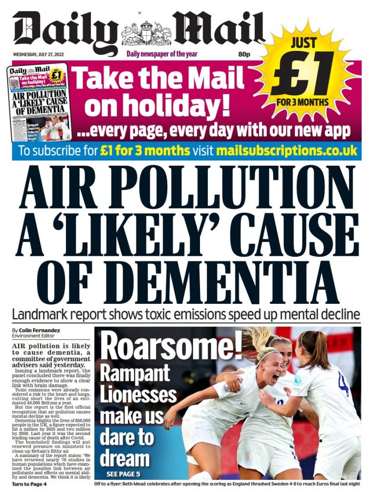 Daily Mail Front Page 27th Of July 2022 Tomorrows Papers Today 