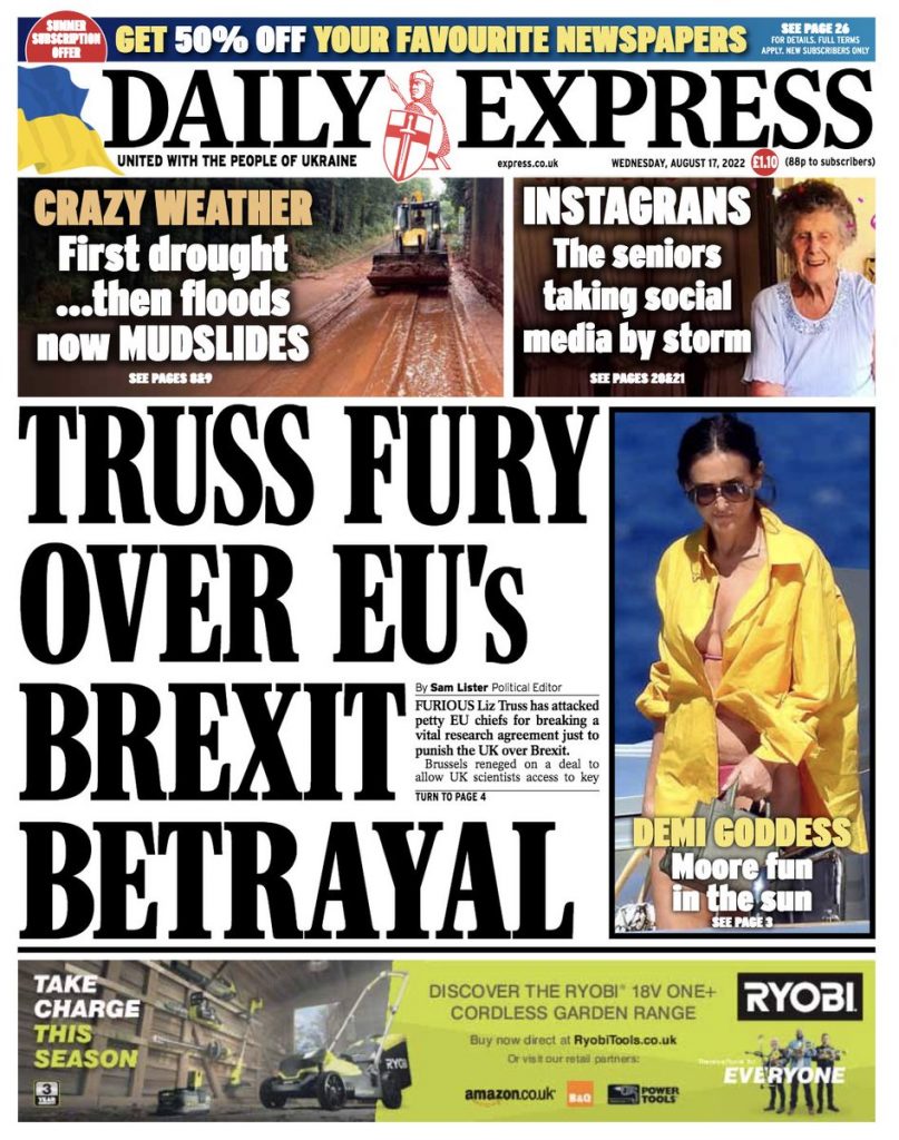 Daily Express Front Page Th Of August Tomorrow S Papers Today