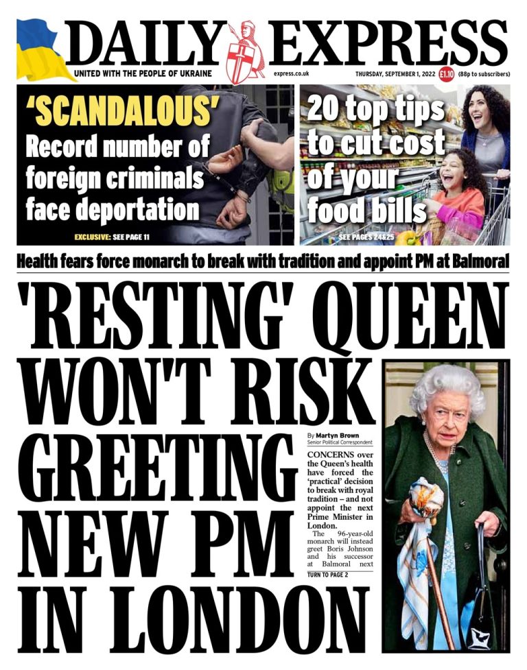 Daily Express Front Page 1st of September 2022 Tomorrow's Papers Today!