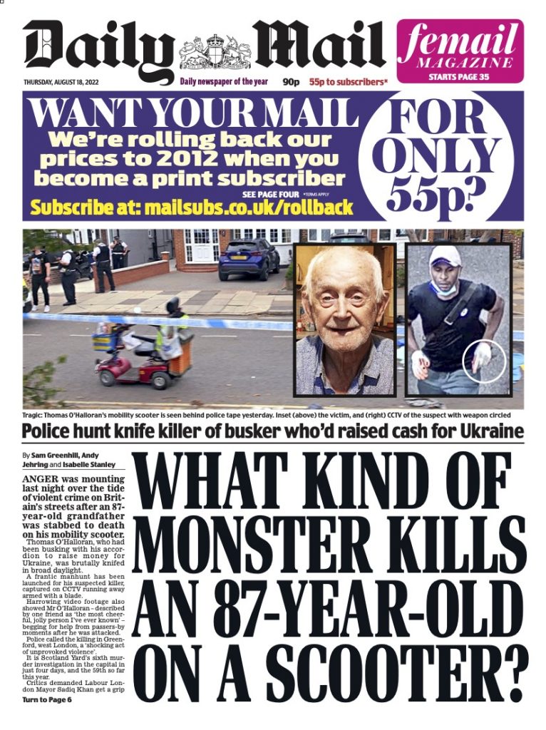 Daily Mail Front Page 18th of August 2022 Tomorrow's Papers Today!