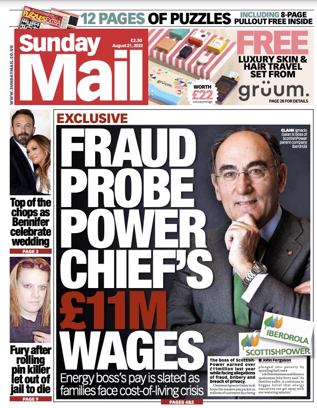 Sunday Mail Front Page 21st Of August 2022 Tomorrow S Papers Today