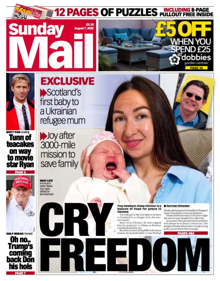 Sunday Mail Front Page 7th Of August 2022 Tomorrows Papers Today 