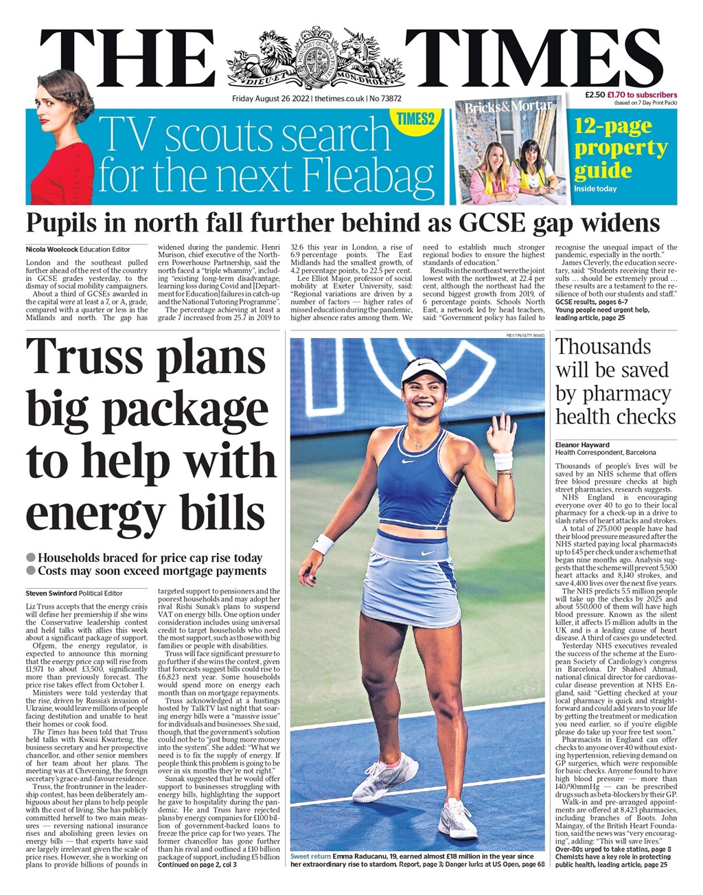 Times Front Page 26th Of August 2022 Tomorrows Papers Today 8934