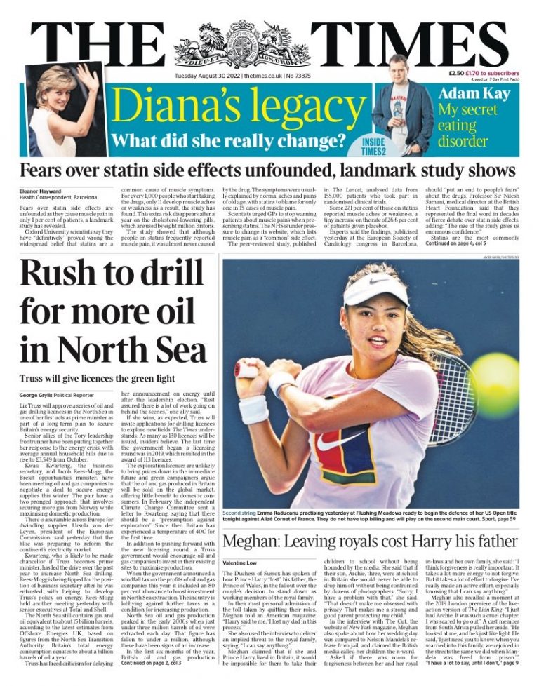 Times Front Page 30th of August 2022 - Tomorrow's Papers Today!