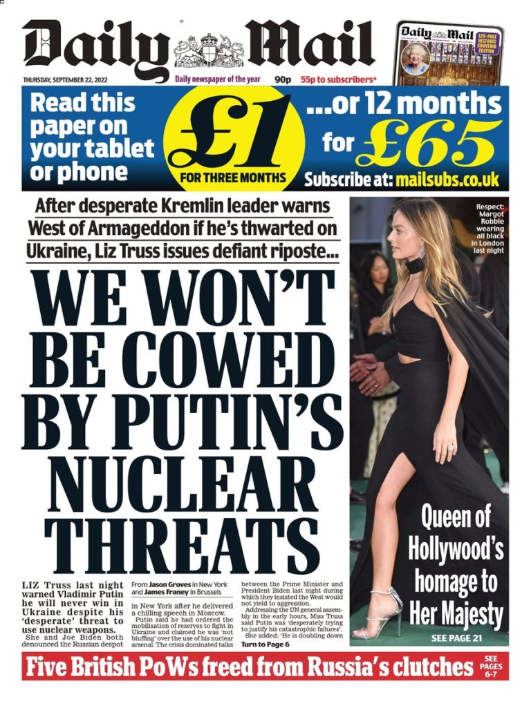Daily Mail Front Page 22nd Of September 2022 Tomorrows Papers Today 3945