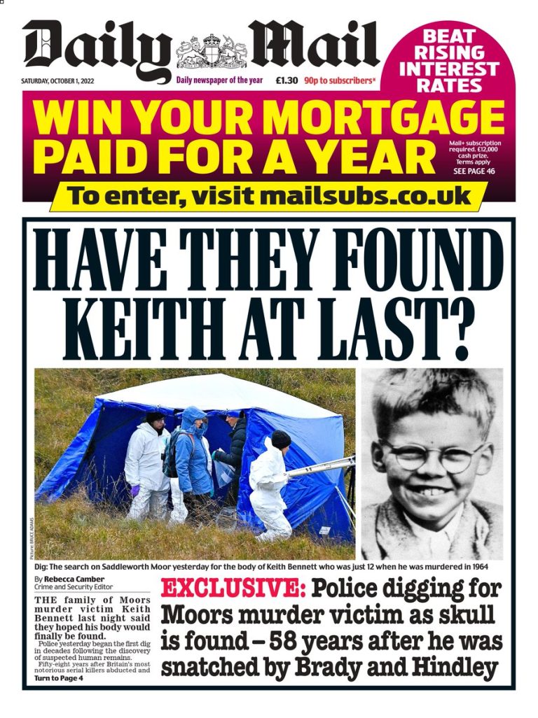 Daily Mail Front Page 1st of October 2022 Tomorrow's Papers Today!