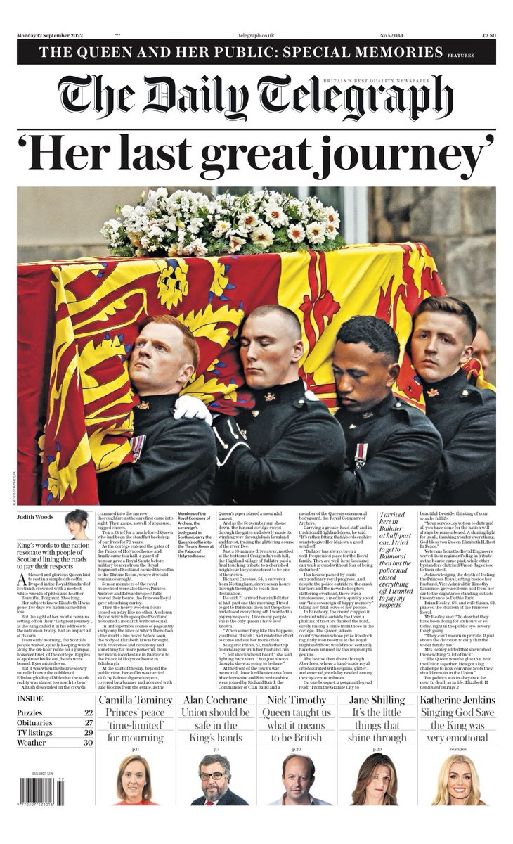 Daily Telegraph Front Page 12th Of September 2022 Tomorrows Papers Today