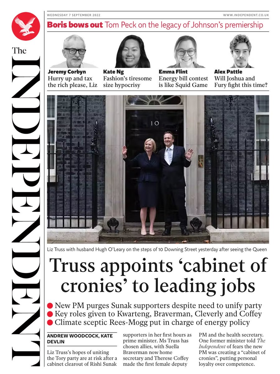 Independent Front Page 7th Of September 2022 - Tomorrow's Papers Today!