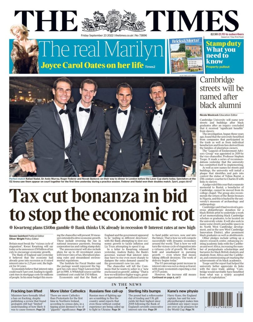 Times Front Page 23rd Of September 2022 Tomorrows Papers Today