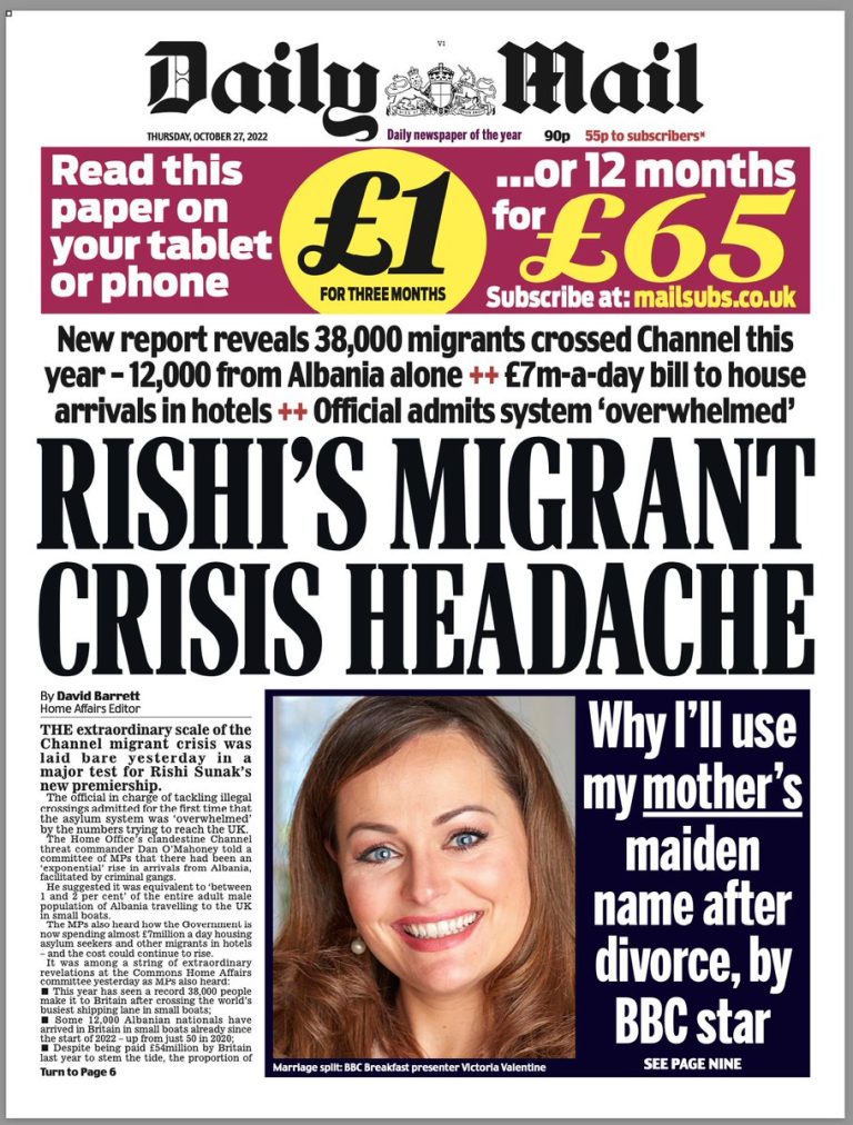 Daily Mail Front Page 27th Of October 2022 Tomorrows Papers Today 