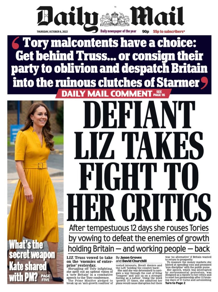 Daily Mail Front Page 6th of October 2022 Tomorrow's Papers Today!