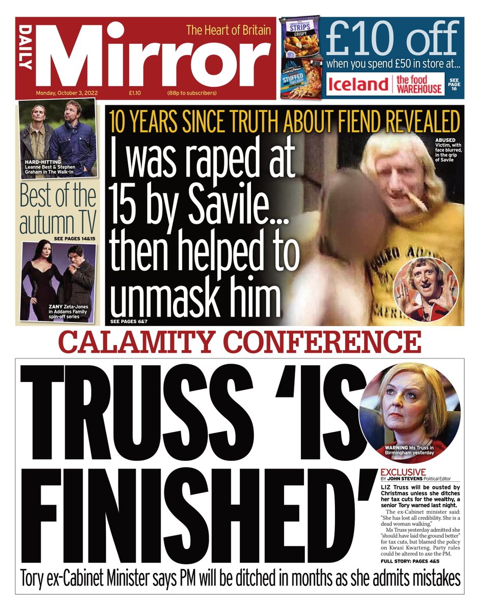 Daily Mirror Front Page 3rd Of October 2022 Tomorrows Papers Today 