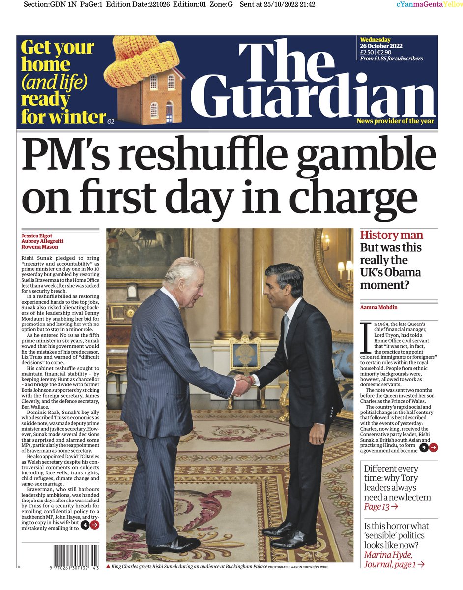 Guardian Front Page 26th Of October 2022 Tomorrows Papers Today