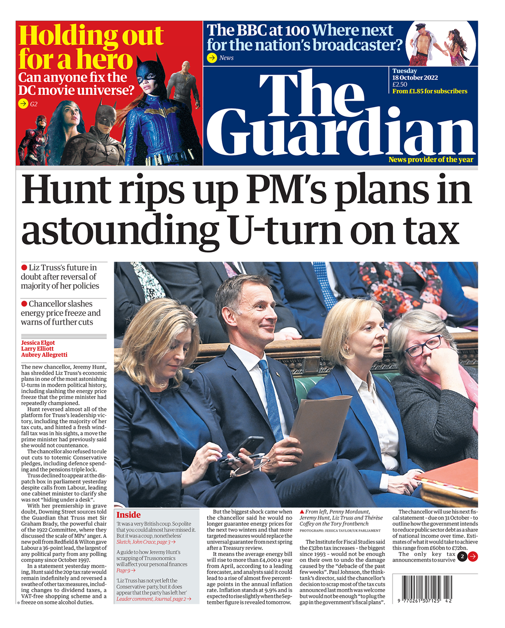 Guardian Front Page 18th Of October 2022 Tomorrows Papers Today 3287