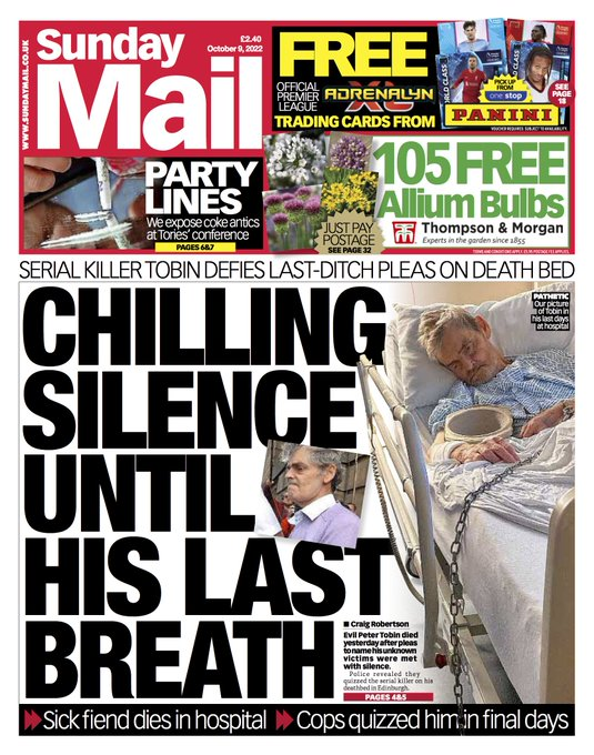 Sunday Mail Front Page 9th of October 2022 Tomorrow's Papers Today!