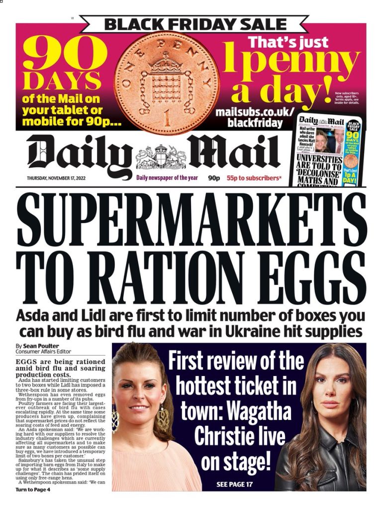 Daily Mail Front Page 17th Of November 2022 Tomorrows Papers Today 