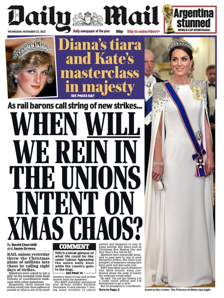 Daily Mail Front Page 23rd of November 2022 Tomorrow's Papers Today!