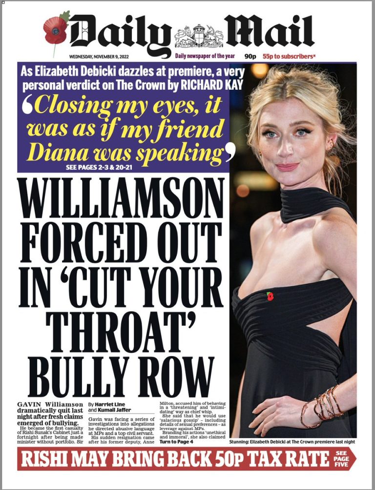 Daily Mail Front Page 9th of November 2022 - Tomorrow's Papers Today!