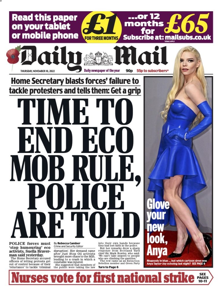 Daily Mail Front Page 10th of November 2022 Tomorrow's Papers Today!