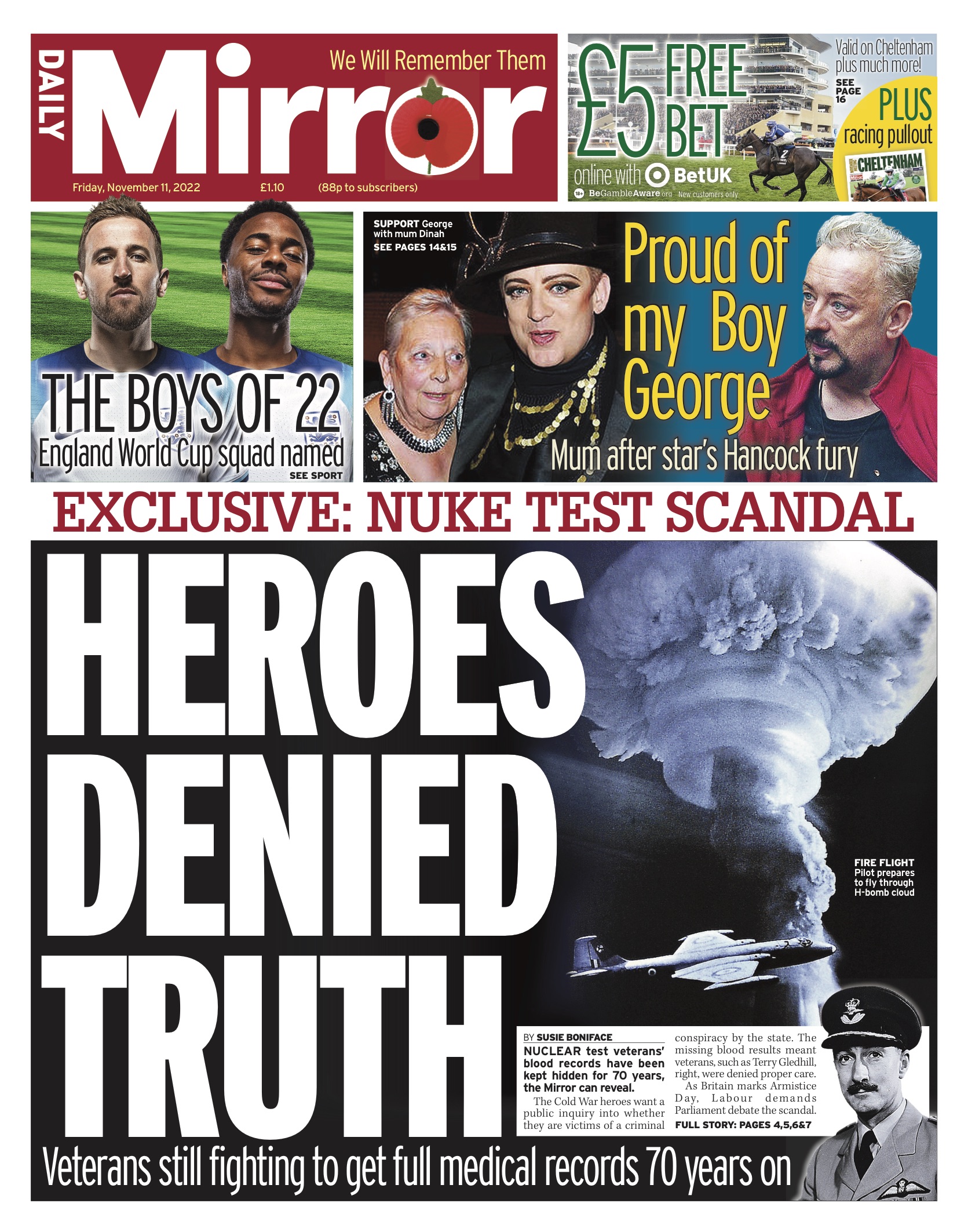 Daily Mirror Front Page 11th Of November 2022 Tomorrows Papers Today