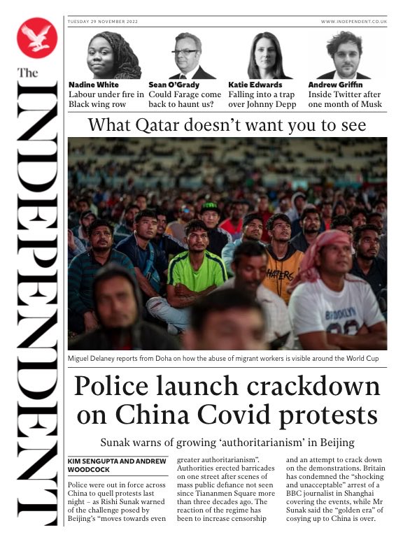 Independent Front Page 29th Of November 2022 Tomorrows Papers Today
