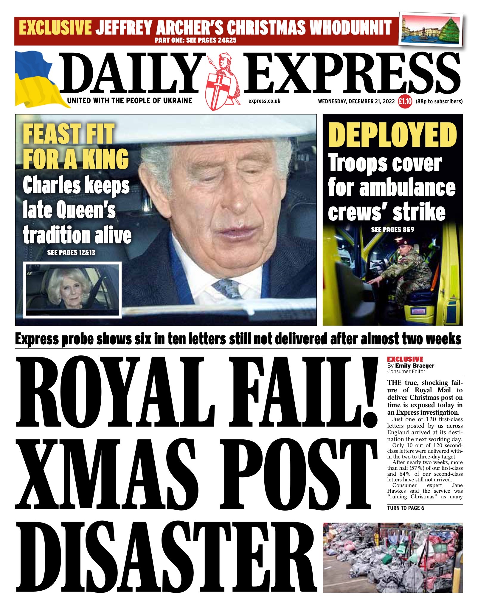 Daily Express (UK) Front Page for 21 December 2022