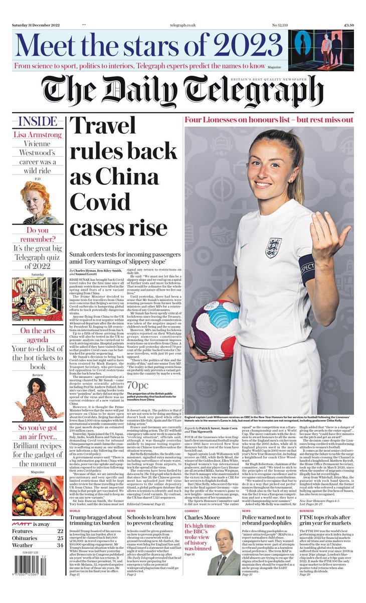 Daily Telegraph Front Page 31st Of December 2022 Tomorrows Papers Today 0684