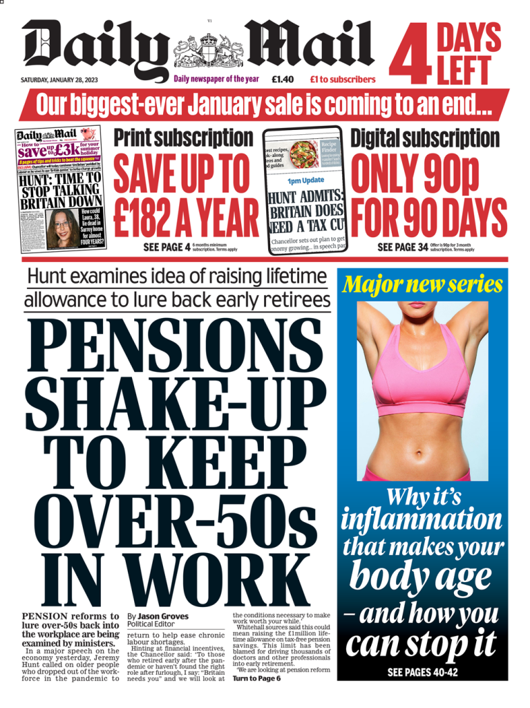 Daily Mail Front Page 28th Of January 2023 Tomorrows Papers Today 