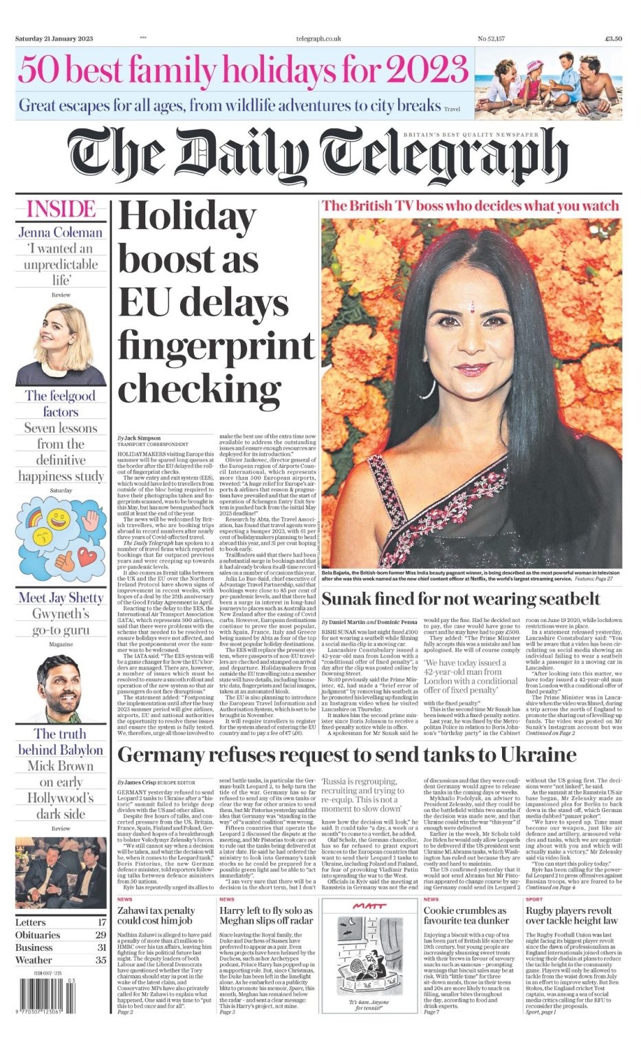 Daily Telegraph Front Page 21st Of January 2023 Tomorrows Papers Today