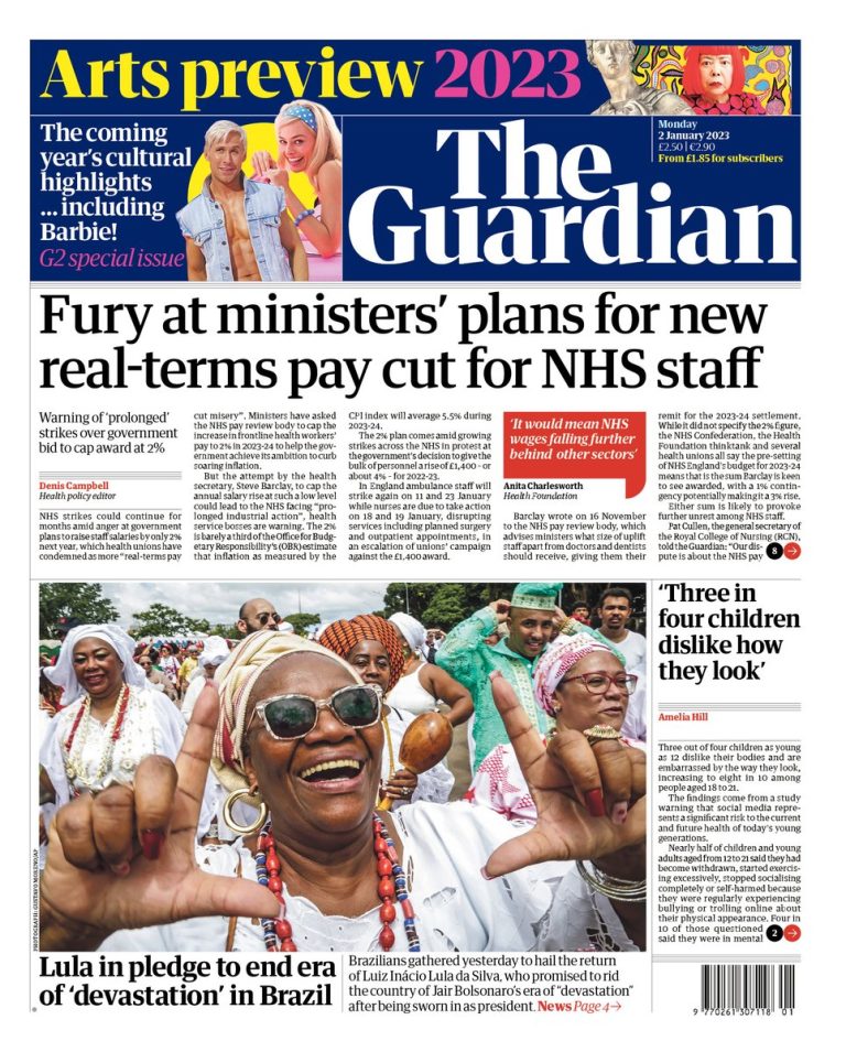 Guardian Front Page 2nd Of January 2023 Tomorrows Papers Today 7378