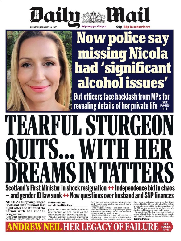 Daily Mail Front Page 16th Of February 2023 Tomorrow S Papers Today