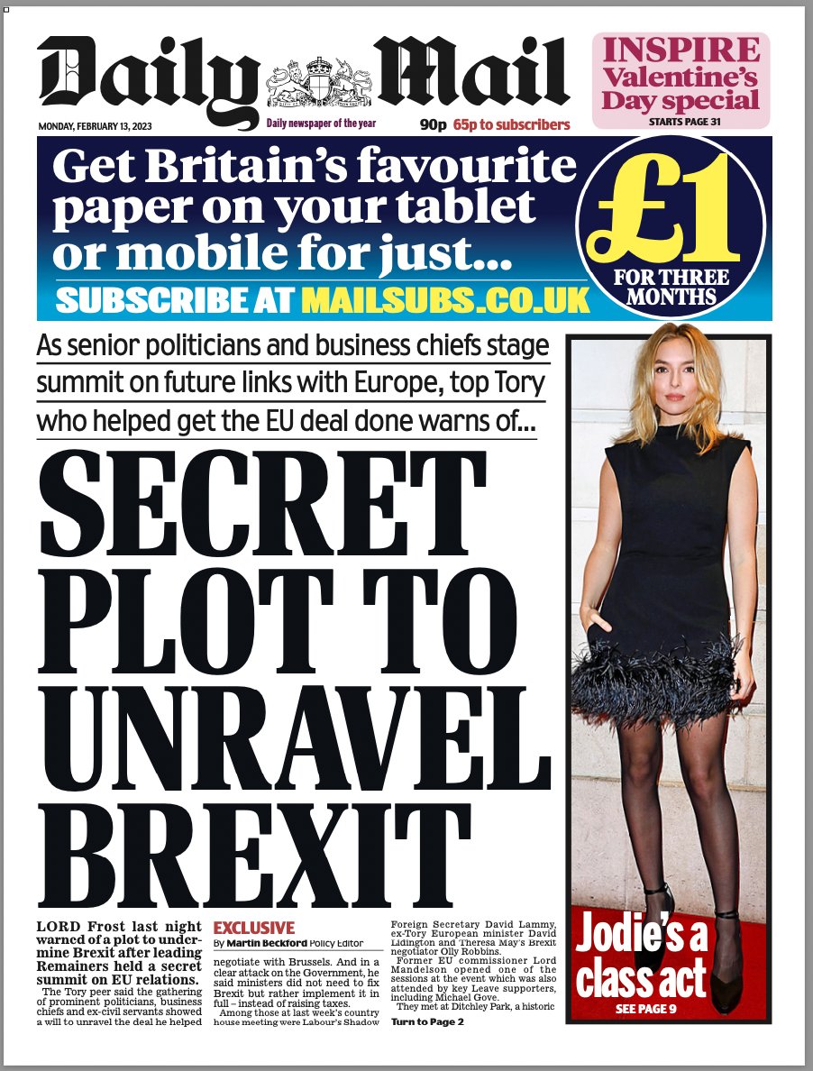 Daily Mail Front Page 13th of February 2023 Tomorrow's Papers Today!