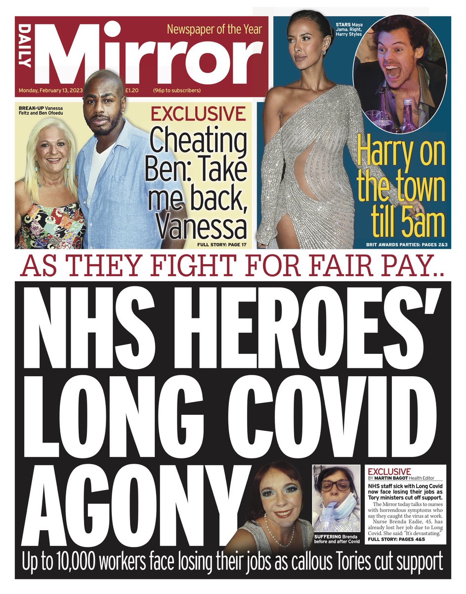 Daily Mirror Front Page 13th Of February 2023 Tomorrows Papers Today 3206