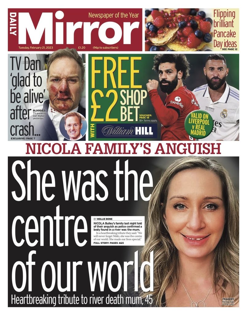 Daily Mirror Front Page 21st Of February 2023 Tomorrows Papers Today 1200