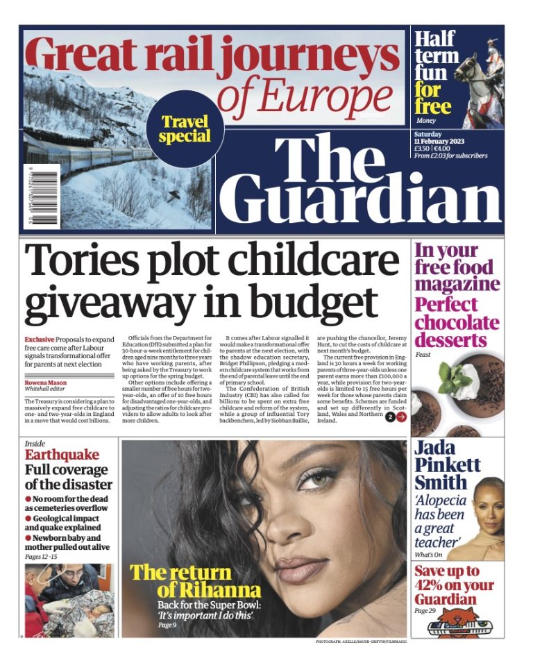 Guardian Front Page 11th Of February 2023 - Tomorrow's Papers Today!