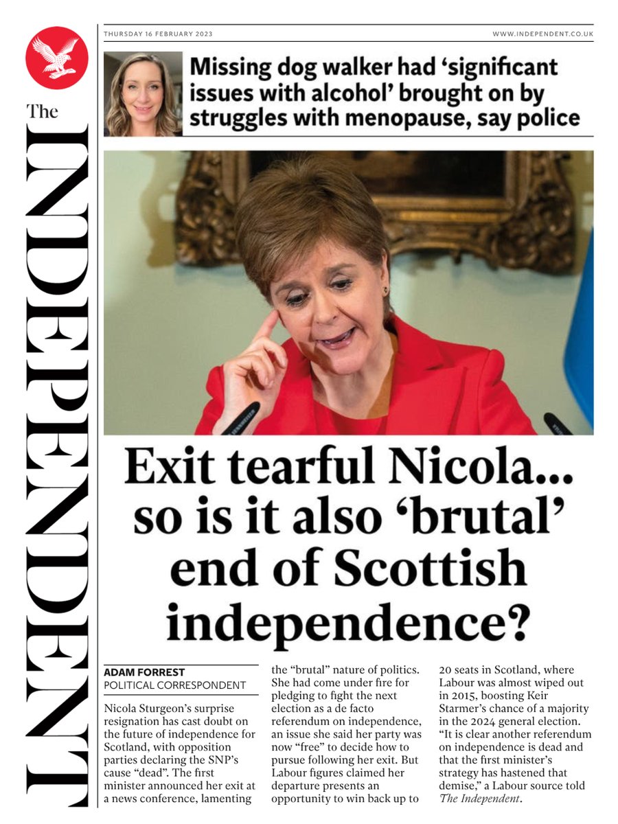 Independent Front Page 16th Of February 2023 Tomorrows Papers Today 8771