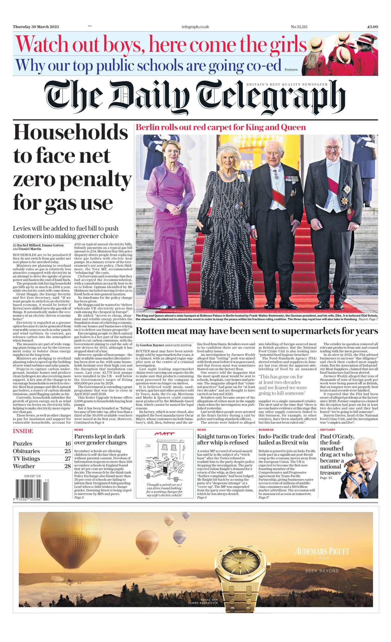 Daily Telegraph Front Page 30th of March 2023 - Tomorrow's Papers Today!