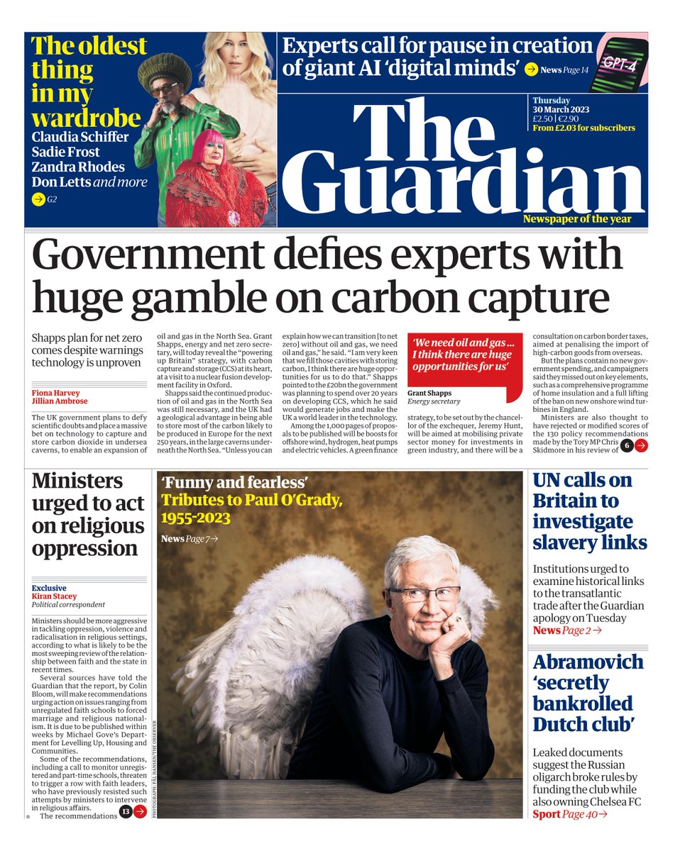 Guardian Front Page 30th of March 2023 Tomorrow's Papers Today!