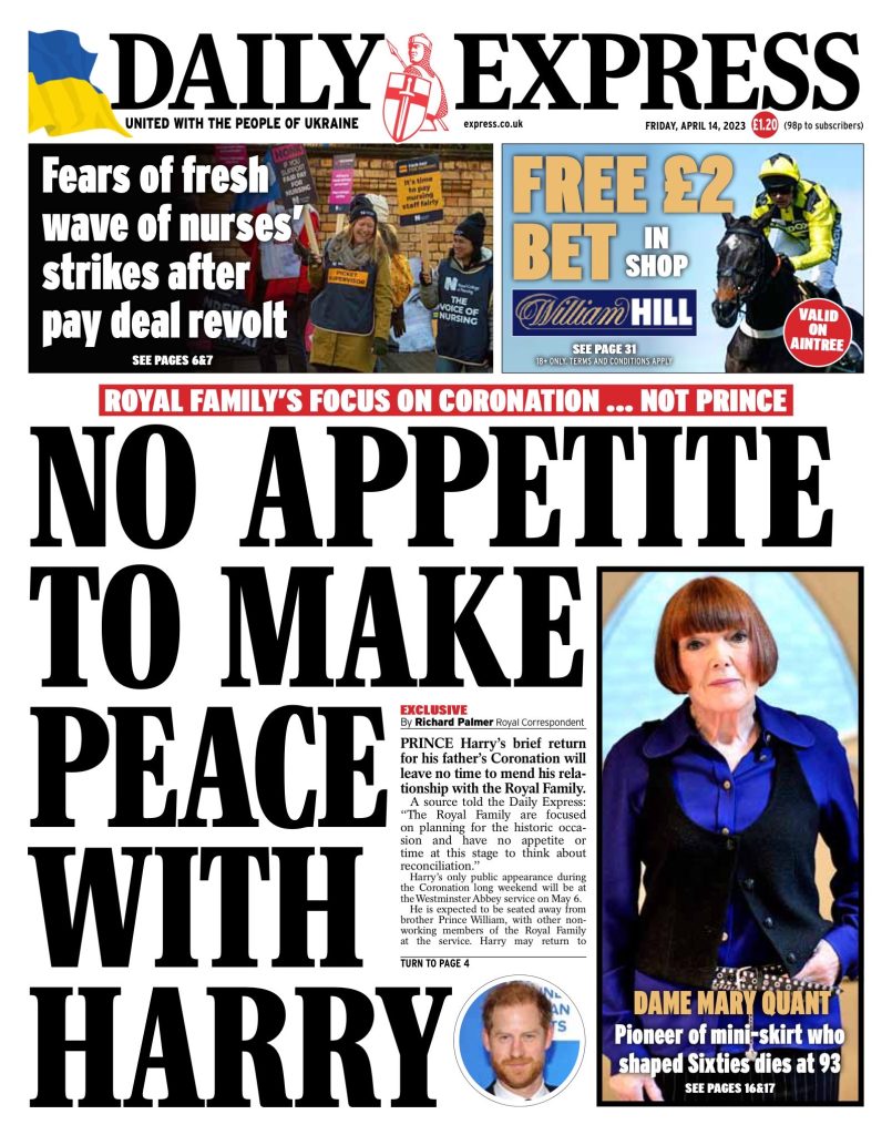 Daily Express Front Page 14th of April 2023 - Tomorrow's Papers Today!