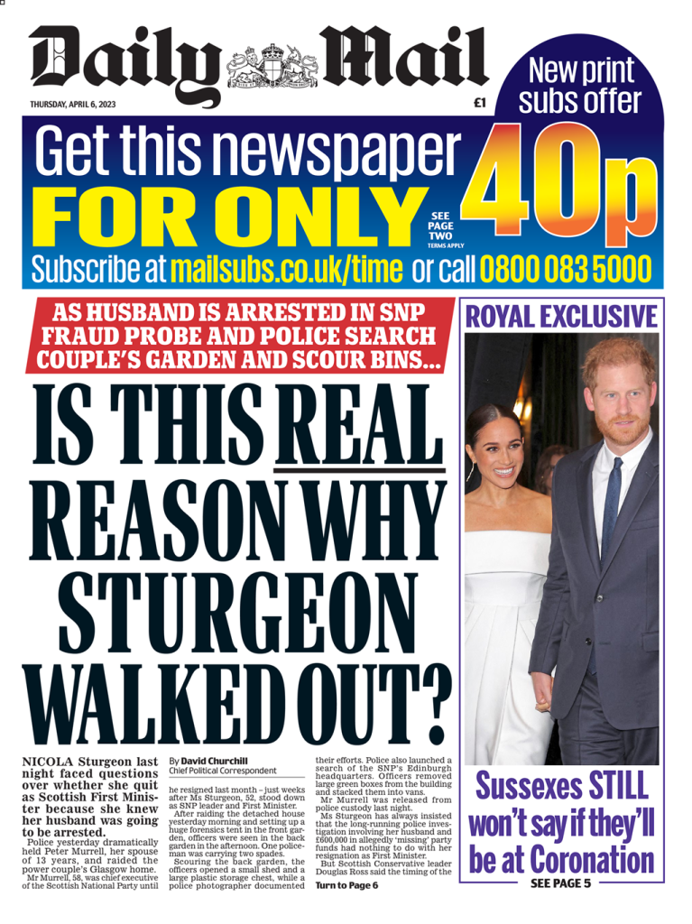 Daily Mail Front Page 6th of April 2023 Tomorrow's Papers Today!