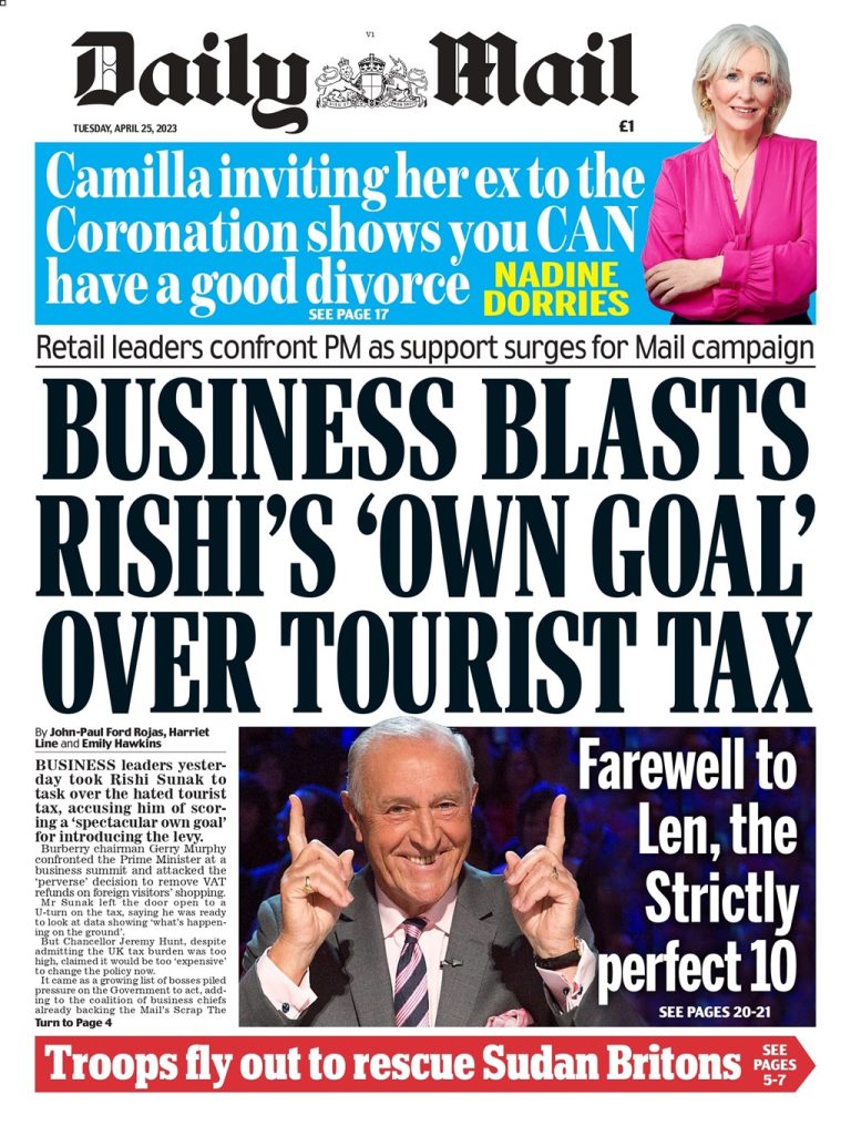 Daily Mail Front Page 25th of April 2023 - Tomorrow's Papers Today!