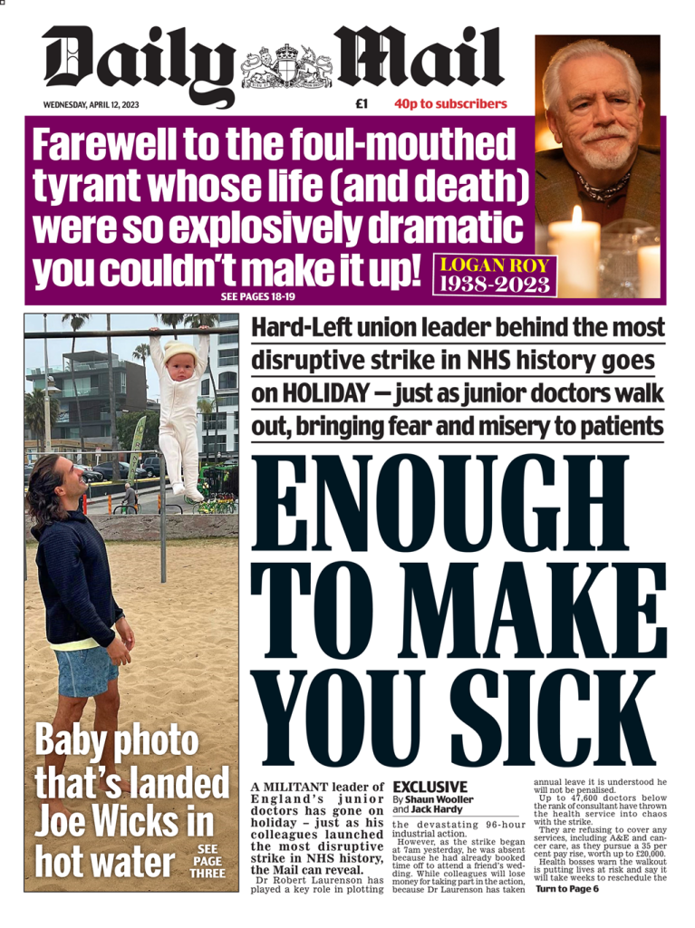 Daily Mail Front Page 12th of April 2023 Tomorrow's Papers Today!