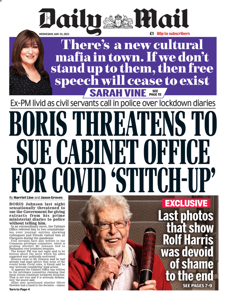 Daily Mail Front Page 24th of May 2023 Tomorrow's Papers Today!