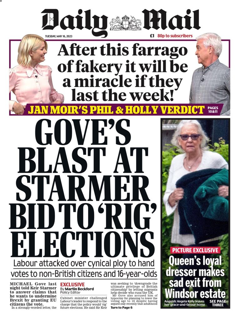 Daily Mail Front Page 16th of May 2023 - Tomorrow's Papers Today!