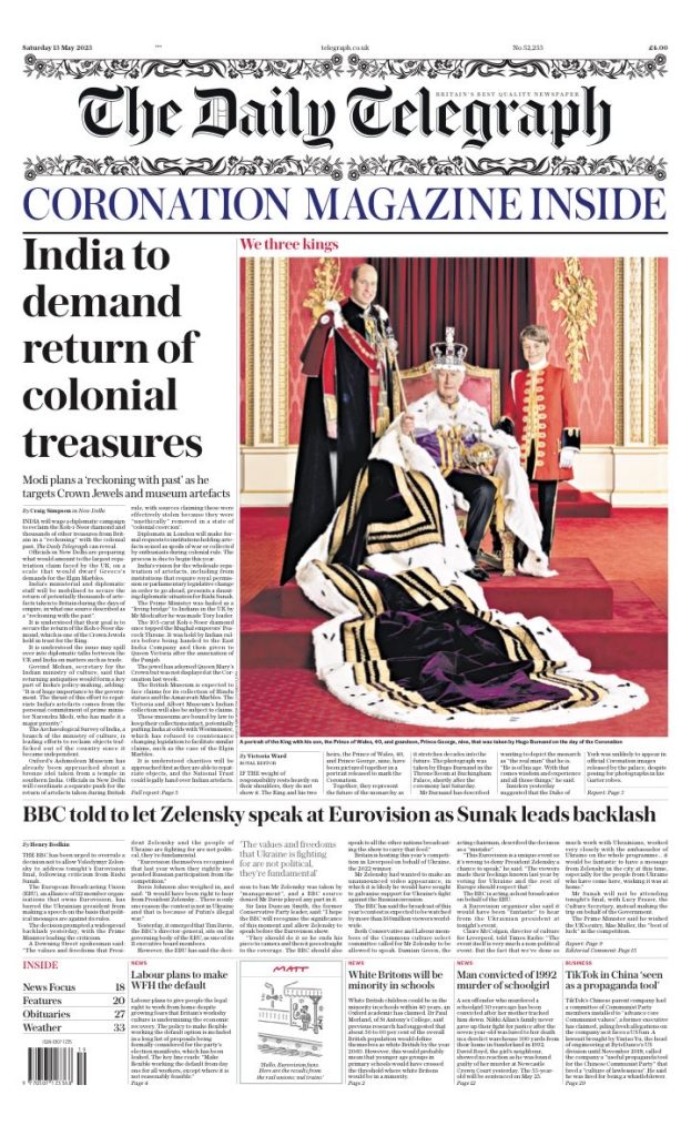 Daily Telegraph Front Page 13th Of May 2023 Tomorrows Papers Today 4779