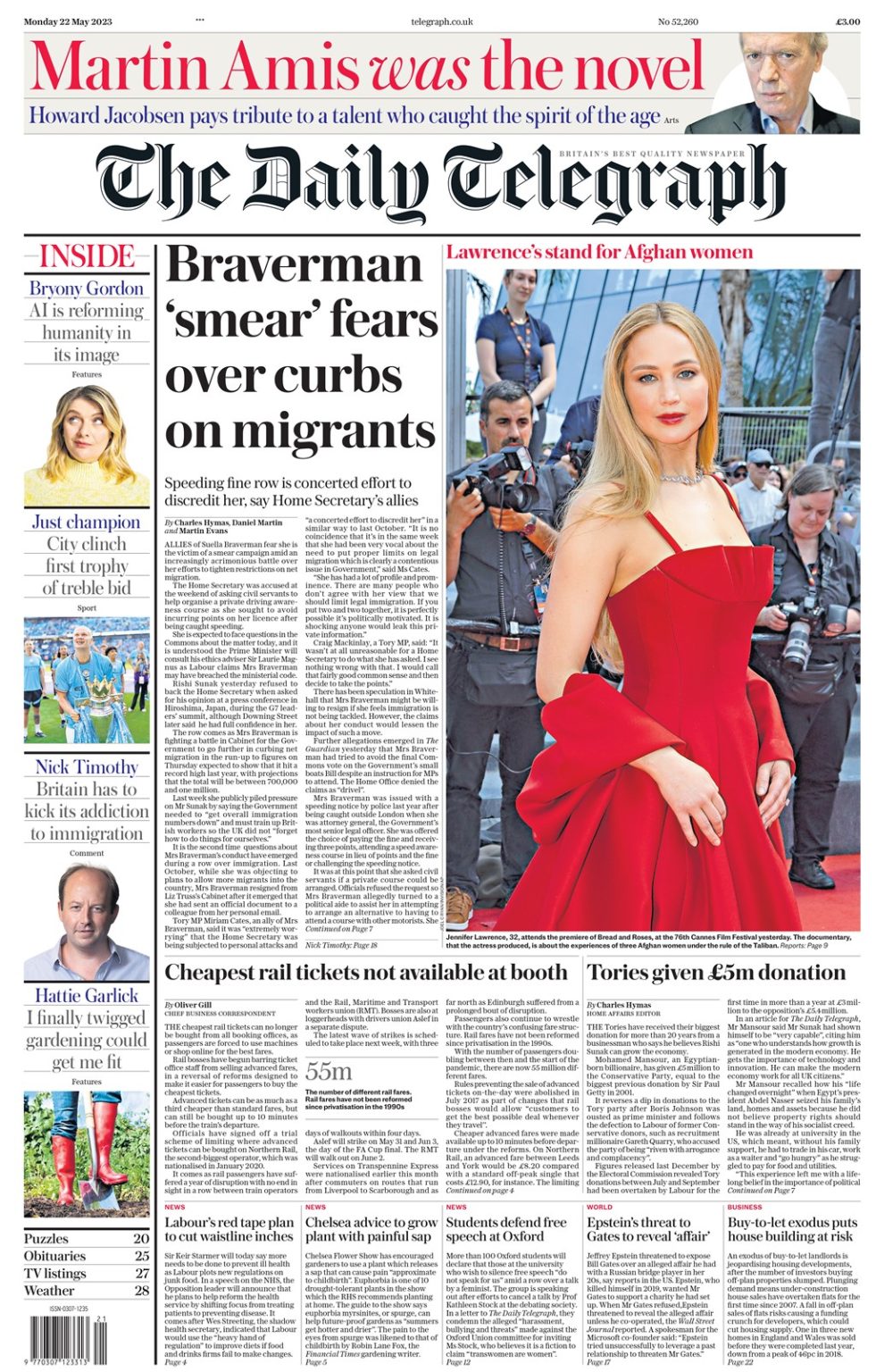 Daily Telegraph Front Page 22nd Of May 2023 Tomorrows Papers Today 1163