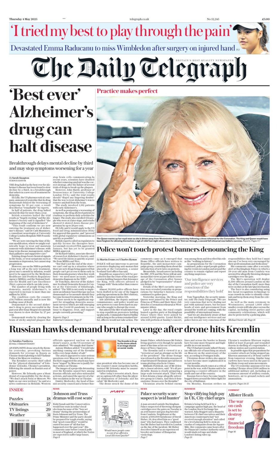 Daily Telegraph Front Page 4th Of May 2023 Tomorrows Papers Today 2466