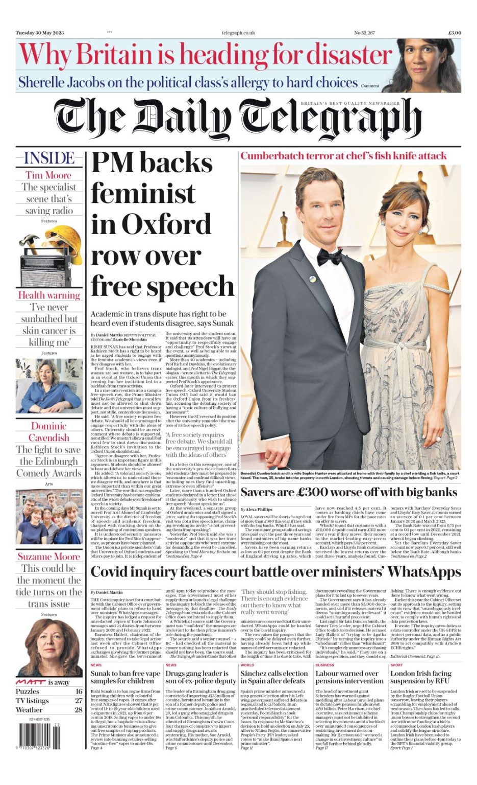 Daily Telegraph Front Page 30th Of May 2023 Tomorrows Papers Today